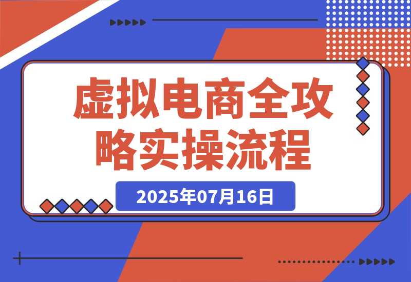 【2025.7.15】虚拟电商全攻略2.0，开店选品实操流程，账号定位、货源发布、笔记发布技巧-网创之家