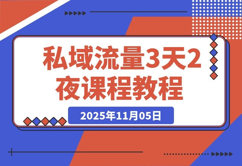 【2025.11.05】3天2夜私域实战营：矩阵引流+AD投放+私域变现，打造闭环商业体系-网创之家